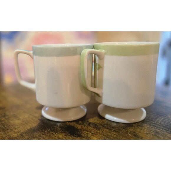 Vintage Hand Painted Porcelain Mugs with Pastel Flowers (set of 6) - Picture 6 of 10